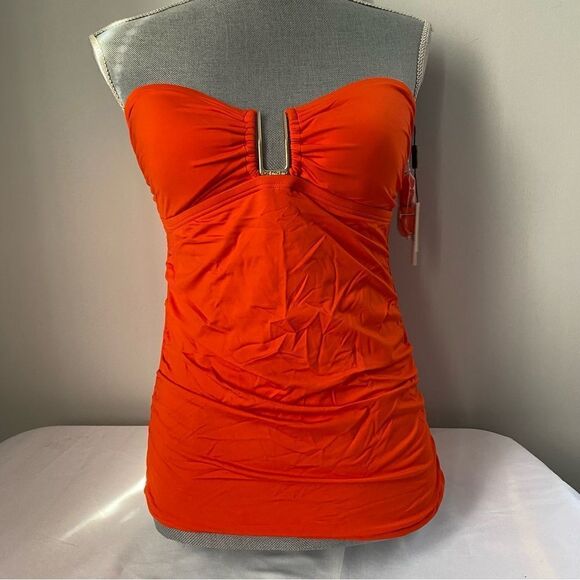 Calvin Klein Hardware Convertible Tankini Top Orange Size S - Picture 1 of 2